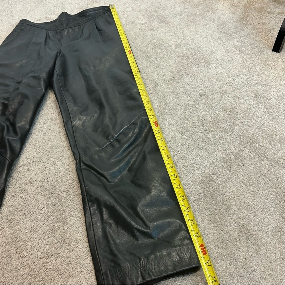 Danier leather vintage black leather V waist pleated pants - Picture 9 of 13